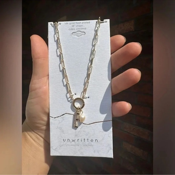 Anthrpologie Initial E" Necklace with Pearl Charm - Picture 7 of 8